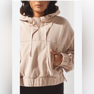 POPFLEX Half Zip Warm Up Hoodie light Brown Size small latte